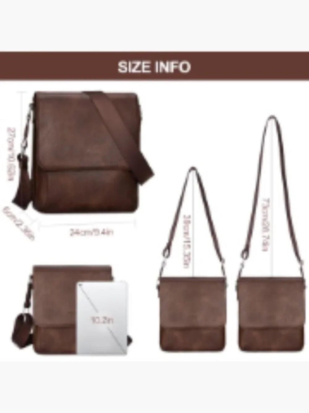 Vegan Leather Crossbody Bag Messenger Sling Satchel for Travel Work